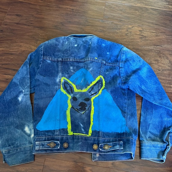 Vintage Handpainted Rustler Jean Jacket Kids Size Medium - Picture 9 of 9